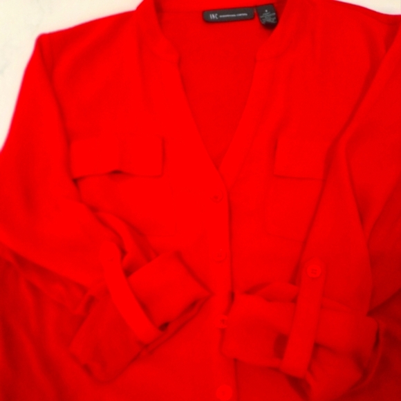 INC International Concepts Red Relaxed Button Down Shirt - Picture 5 of 7